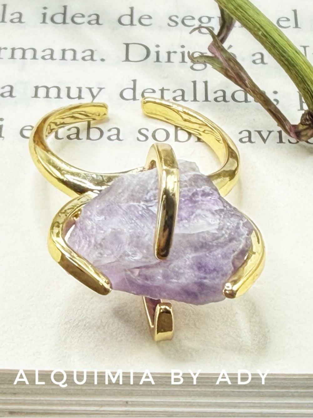 ✨ RAW AMETHYST GOLD RING — Adjustable | Natural Crystal | Protection + Intuition - Picture 1 of 2